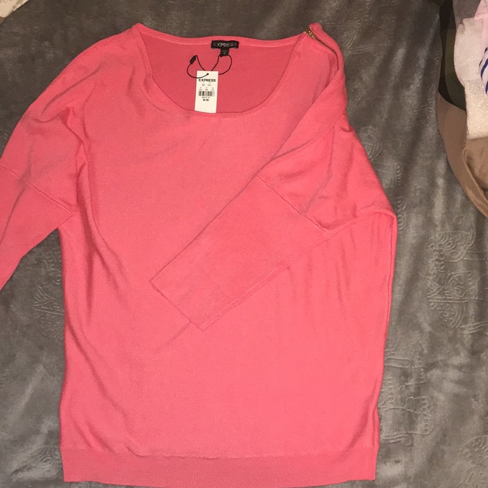 Express coral zipper sweater